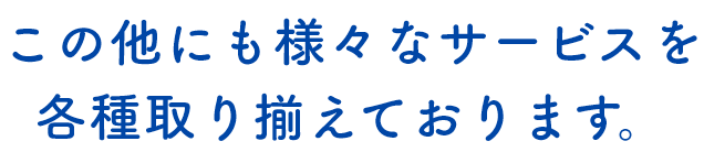 この他にも様々なサービスを各種取り揃えております。